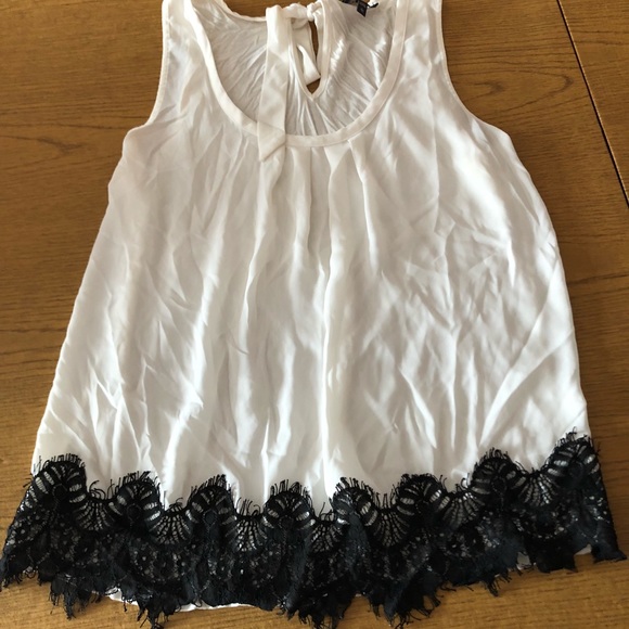 Express Tops - White and black lace blouse